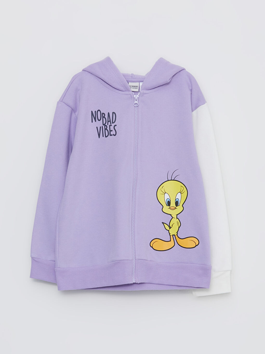 LCW Kids Hoodie Girl Tweety Printed Long Sleeve Zippered Sweatshirt -W2BR77Z4-FKW