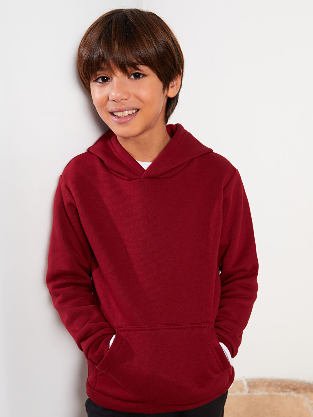 Hooded Basic Long Sleeve Boy Sweatshirt-1