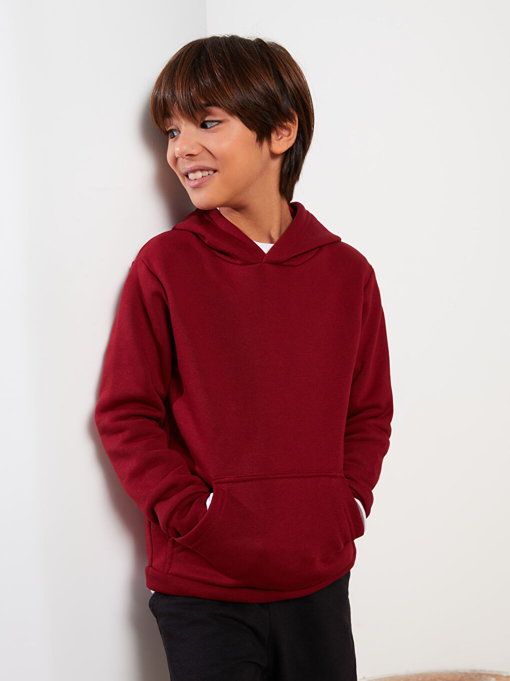 Hooded Basic Long Sleeve Boy Sweatshirt-2