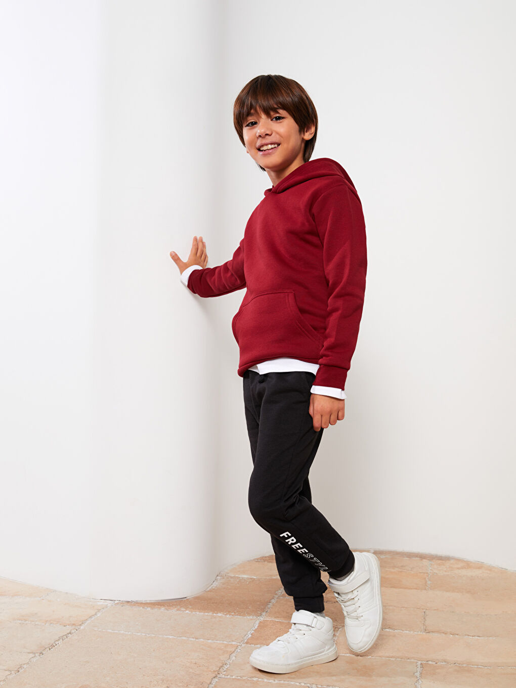 Hooded Basic Long Sleeve Boy Sweatshirt-3