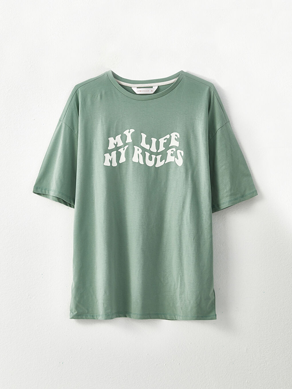 طقم بيجامة بياقة دائرية كم قصير مطبوع للسيدات-6