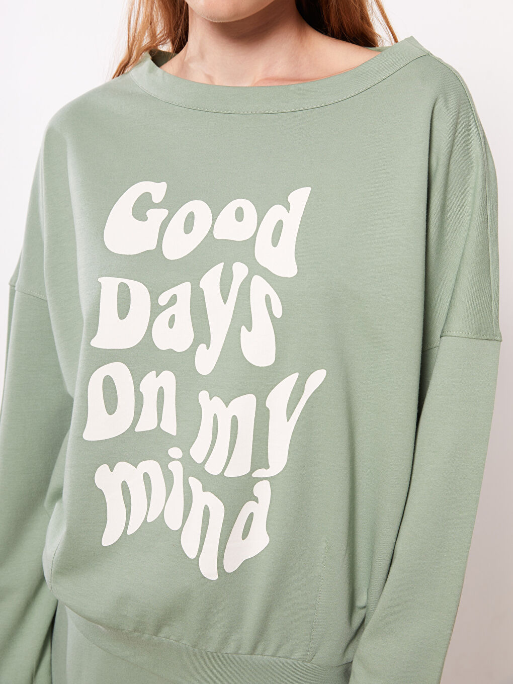 طقم بيجامة كم طويل ياقة دائرية مطبوع قطن للسيدات-6