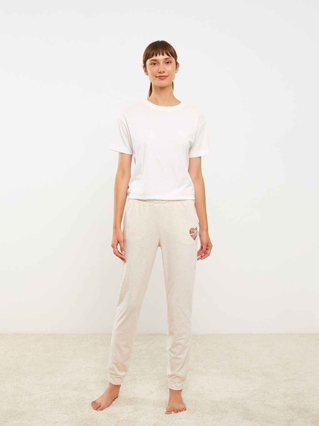 قيعان بيجامة جوجر مطبوعة بخصر مرن للسيدات