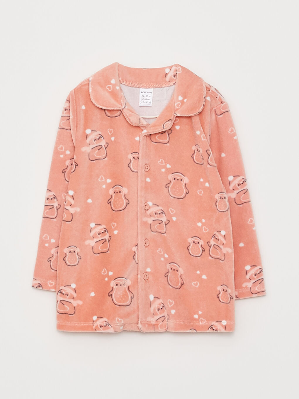 LCW baby Polo Yaka Uzun Kollu Baskılı Polar Kız Bebek Pijama Takım -W2BS47Z1-LR4