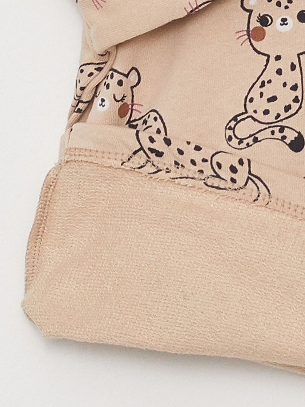 Bej Bisiklet Yaka Uzun Kollu Kız Bebek Pijama Takımı-3