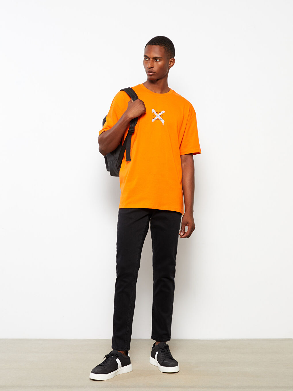 XSIDE Crew Neck Short Sleeve Printed Combed Cotton Men's T-shirt -W2BS64Z8-GGF