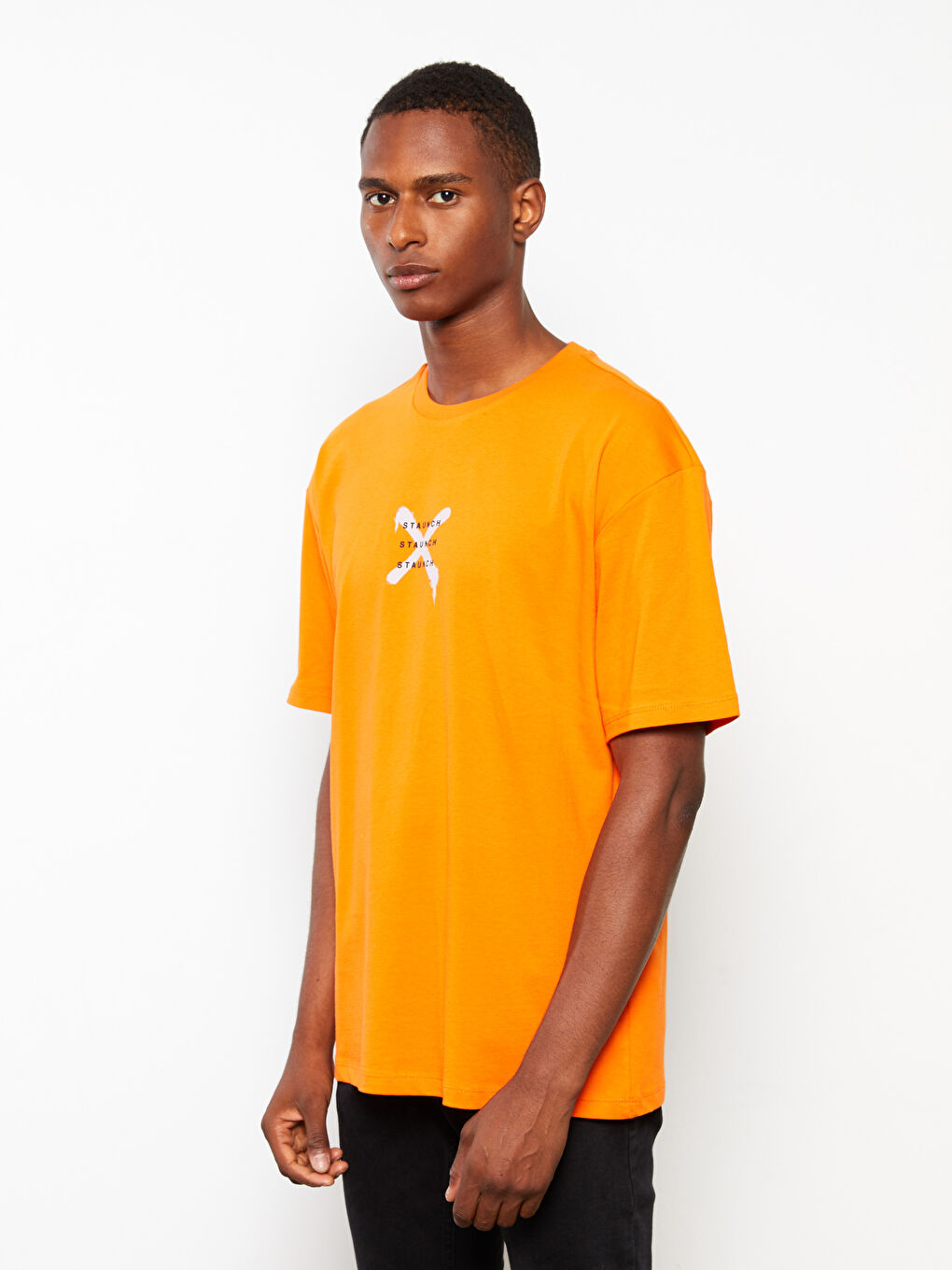 XSIDE Crew Neck Short Sleeve Printed Combed Cotton Men's T-shirt -W2BS64Z8-GGF