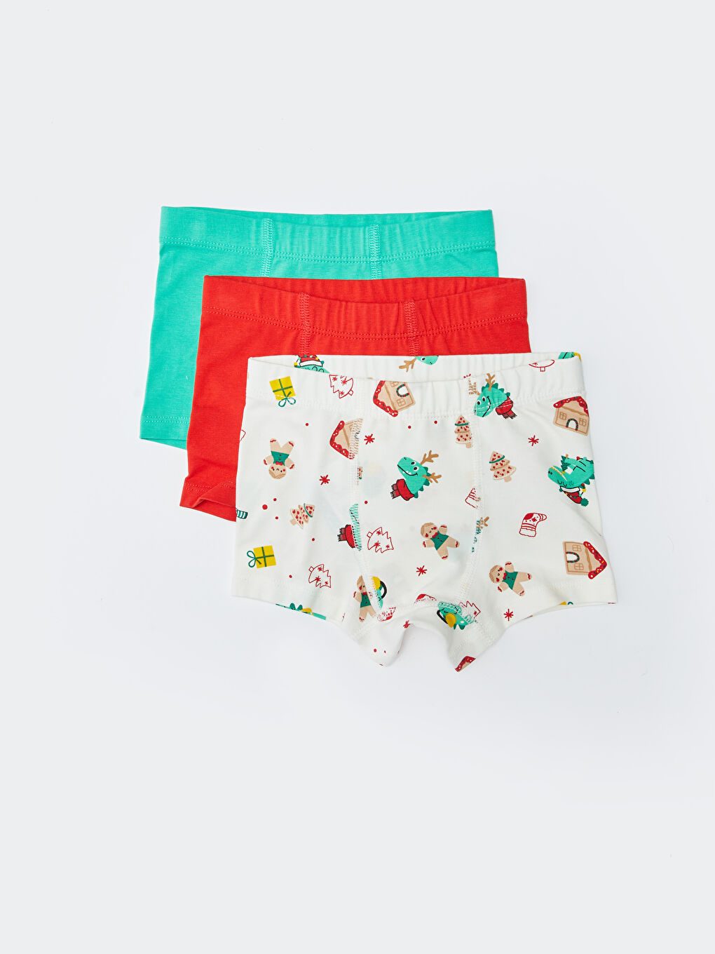 Ekru Beli Lastikli Erkek Bebek Boxer 3'lü