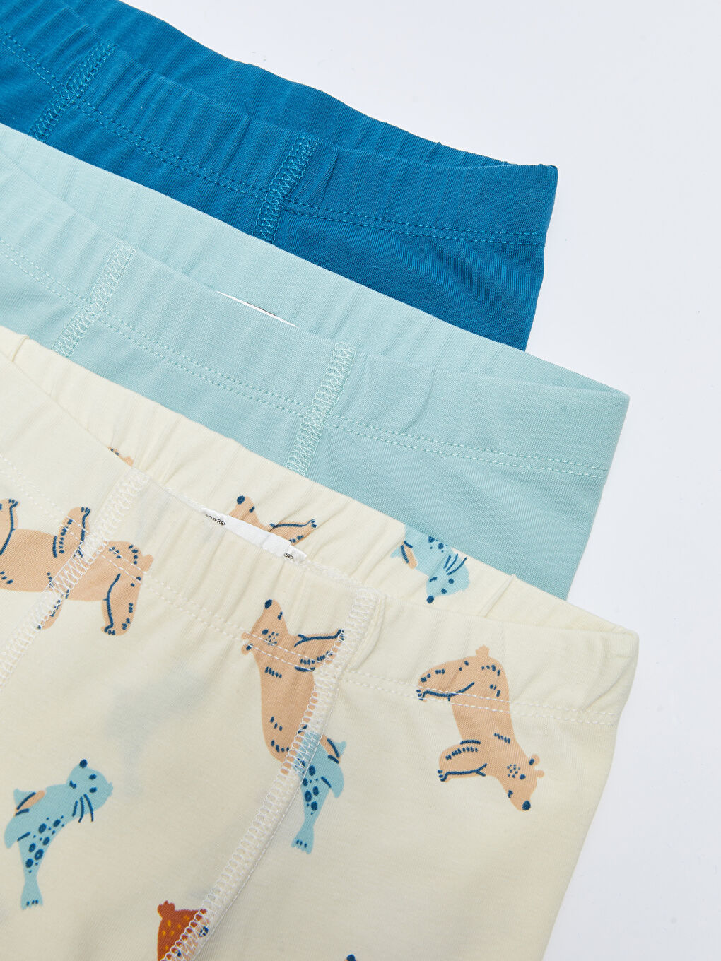 Ekru Beli Lastikli Erkek Bebek Boxer 3'lü-2