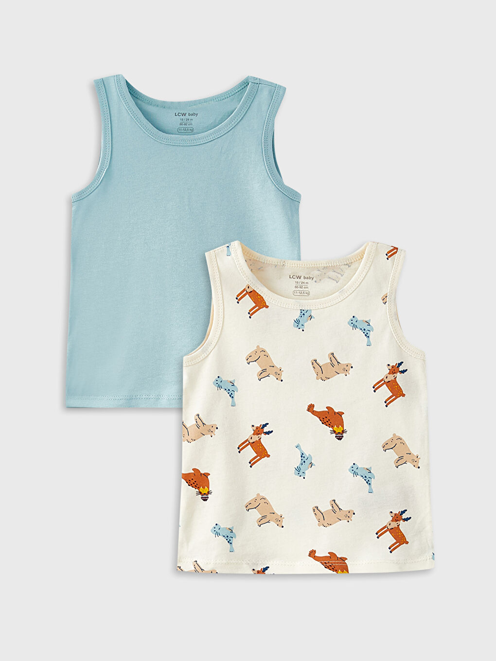 Crew Neck Cotton Baby Boy Undershirt 2 Pieces