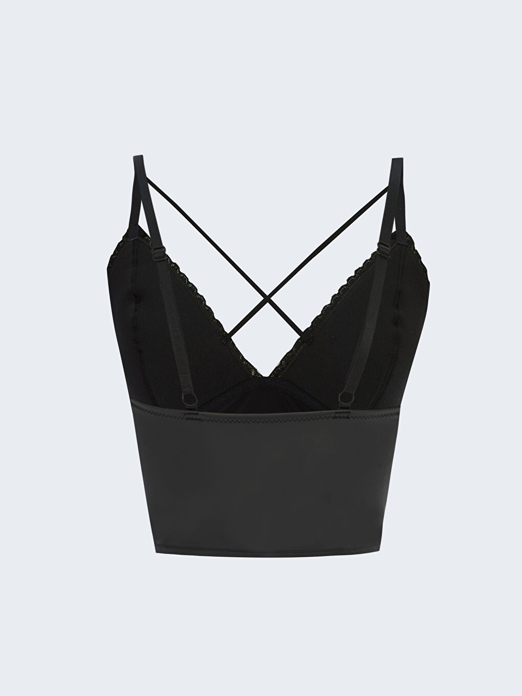 Siyah Balensiz Deri Görünümlü Kadın Büstiyer-1