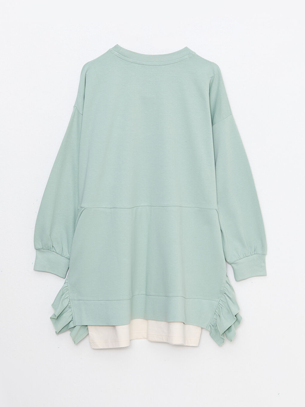 Crew Neck Straight Long Sleeve Cotton Women's Sweatshirt Tunic -W2BT08Z8-RDZ
