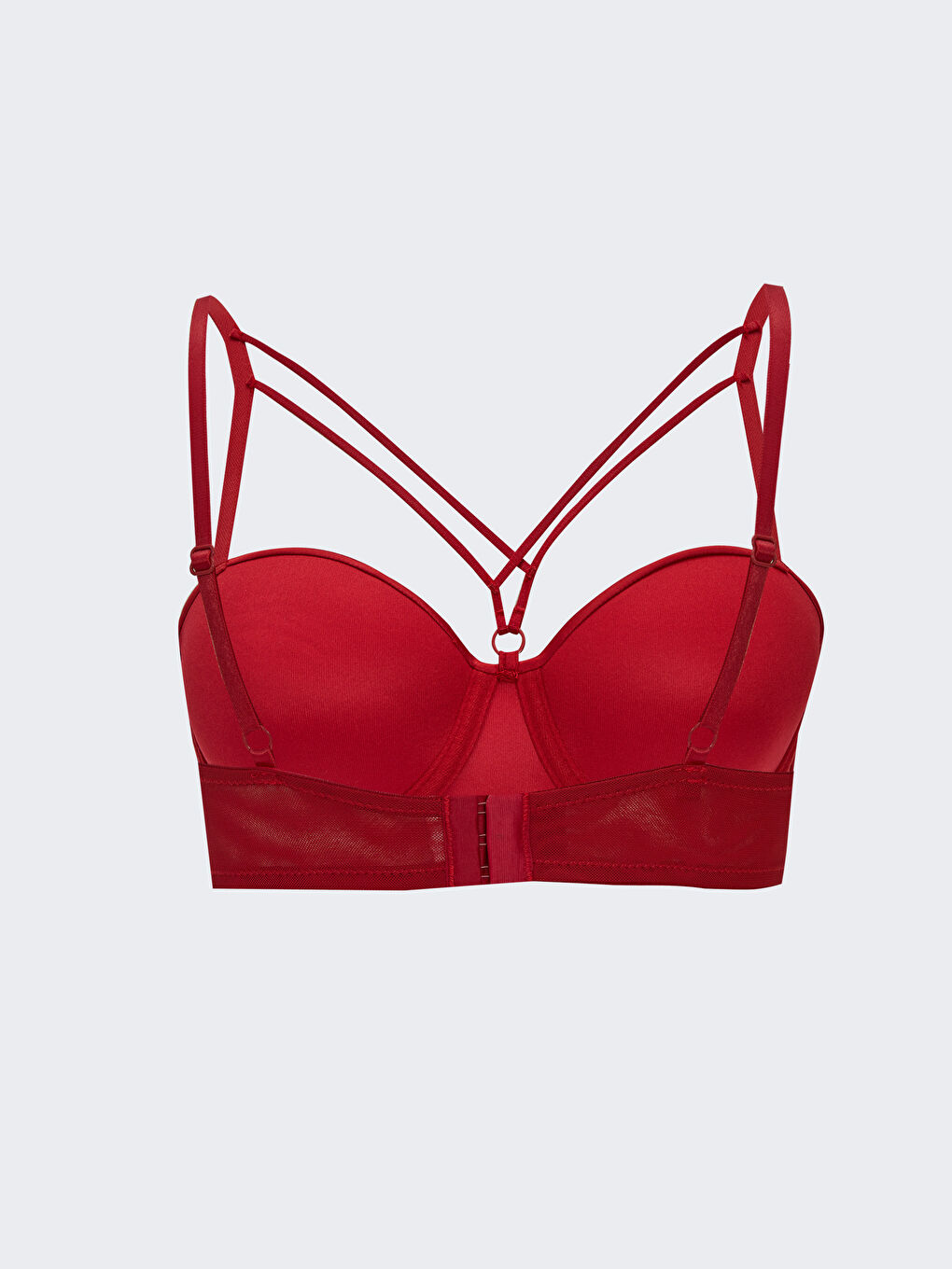 Kırmızı Balenli Dolgusuz Düz Fantezi Straplez Sütyen-1