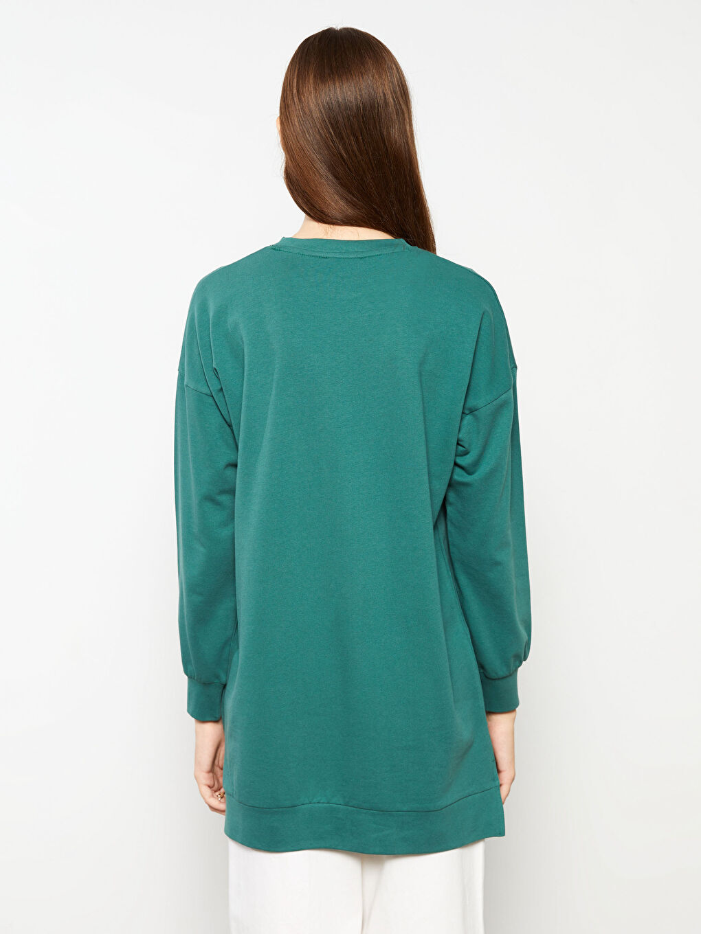Crew Neck Printed Long Sleeve Oversize Cotton Women's Sweatshirt Tunic -W2BT23Z8-QDT