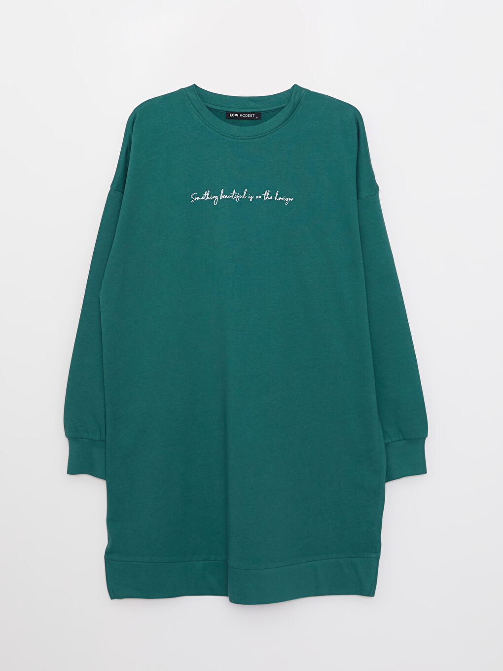 Crew Neck Printed Long Sleeve Oversize Cotton Women's Sweatshirt Tunic -W2BT23Z8-QDT