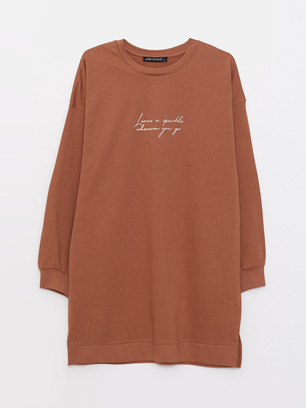 Crew Neck Printed Long Sleeve Oversize Cotton Women's Sweatshirt Tunic-5