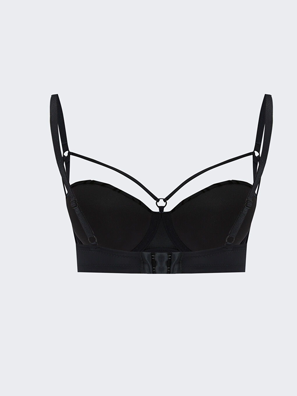 Siyah Balenli Yarım Dolgulu Desenli Fantezi Straplez Sütyen-1