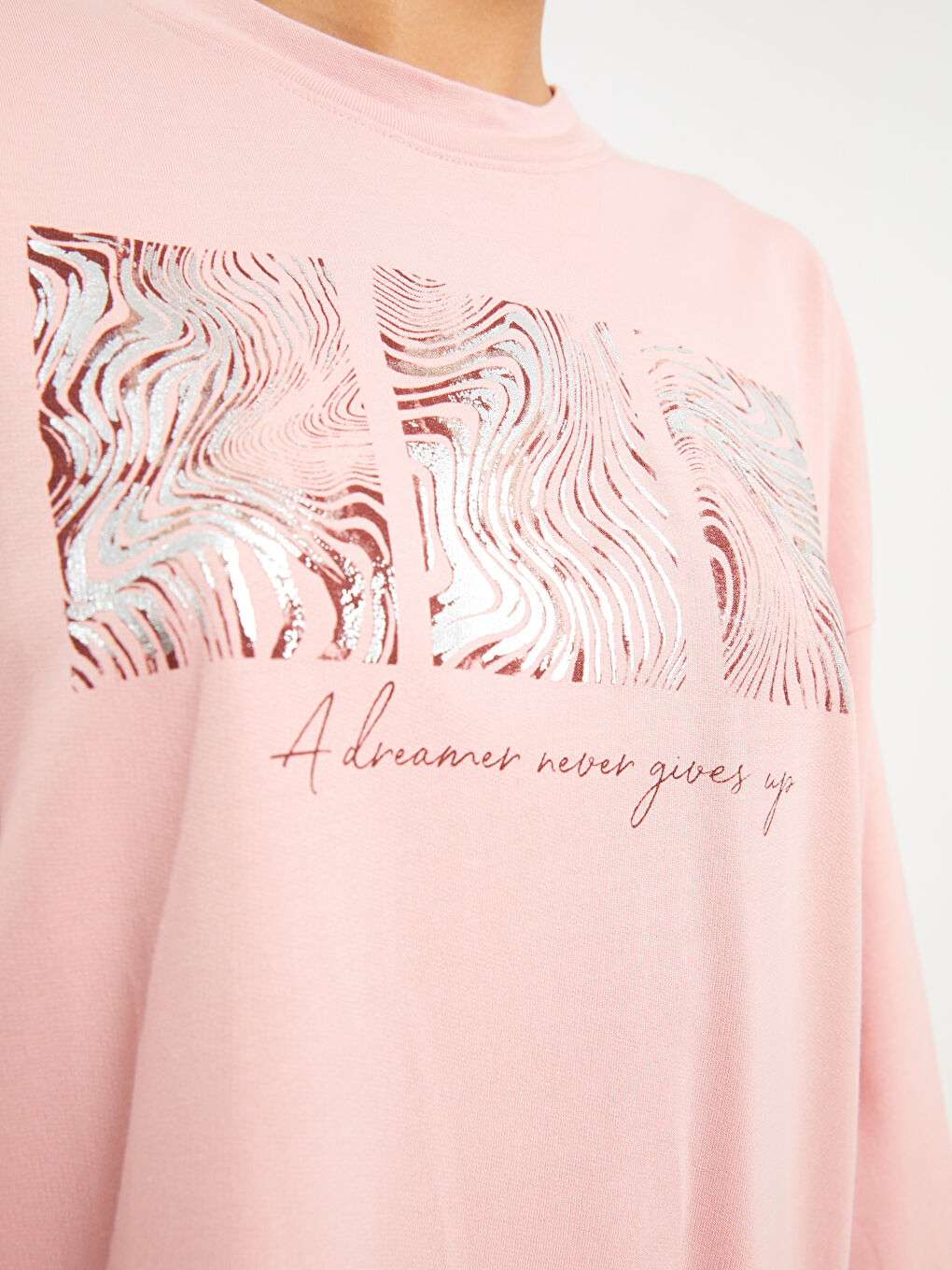Crew Neck Printed Long Sleeve Oversize Cotton Women's Sweatshirt Tunic-2