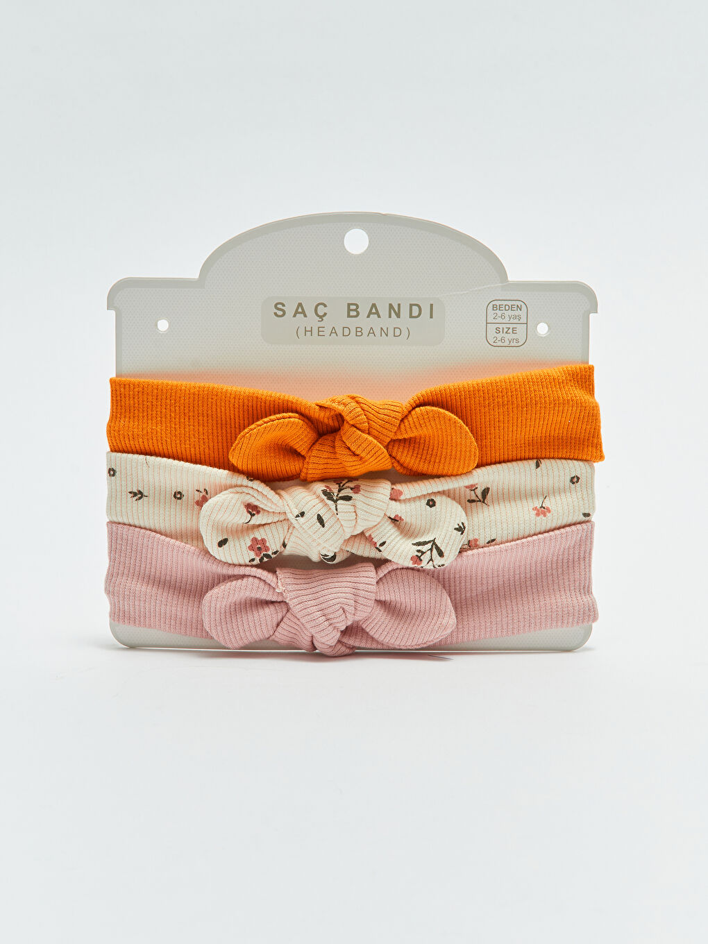 Pembe Fiyonk Detaylı Kız Bebek Saç Bandı 3'lü