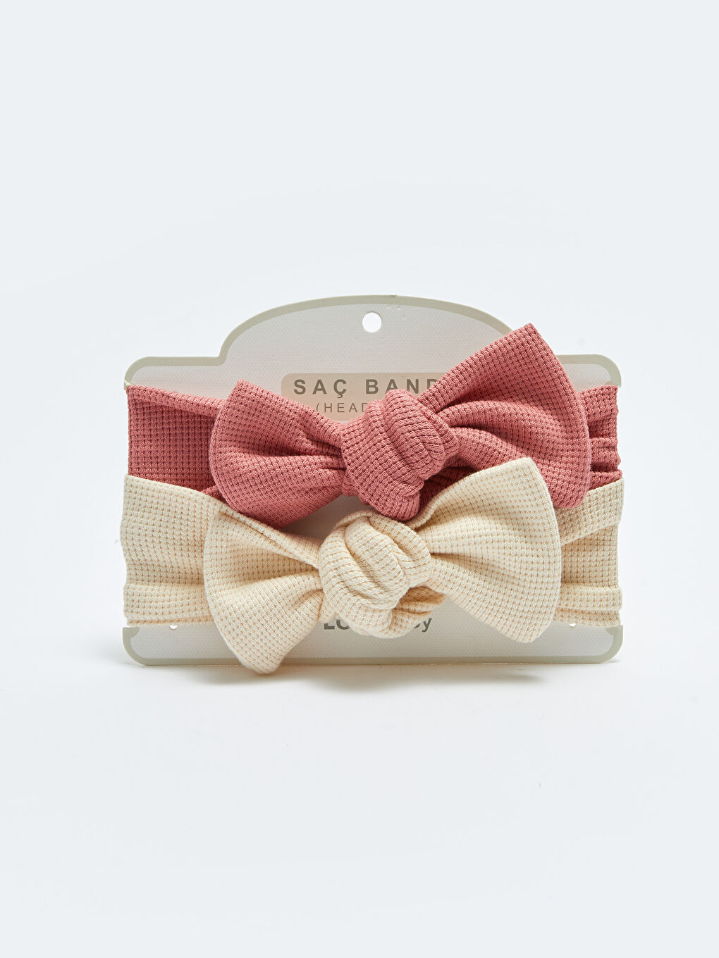 Bej Fiyonk Detaylı Kız Bebek Saç Bandı 2'li