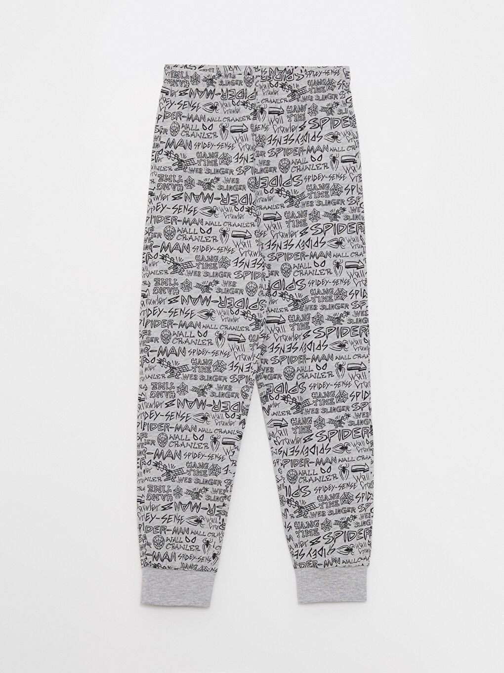 Gri Bisiklet Yaka Spider-Man Baskılı Uzun Kollu Erkek Çocuk Pijama Takımı-3