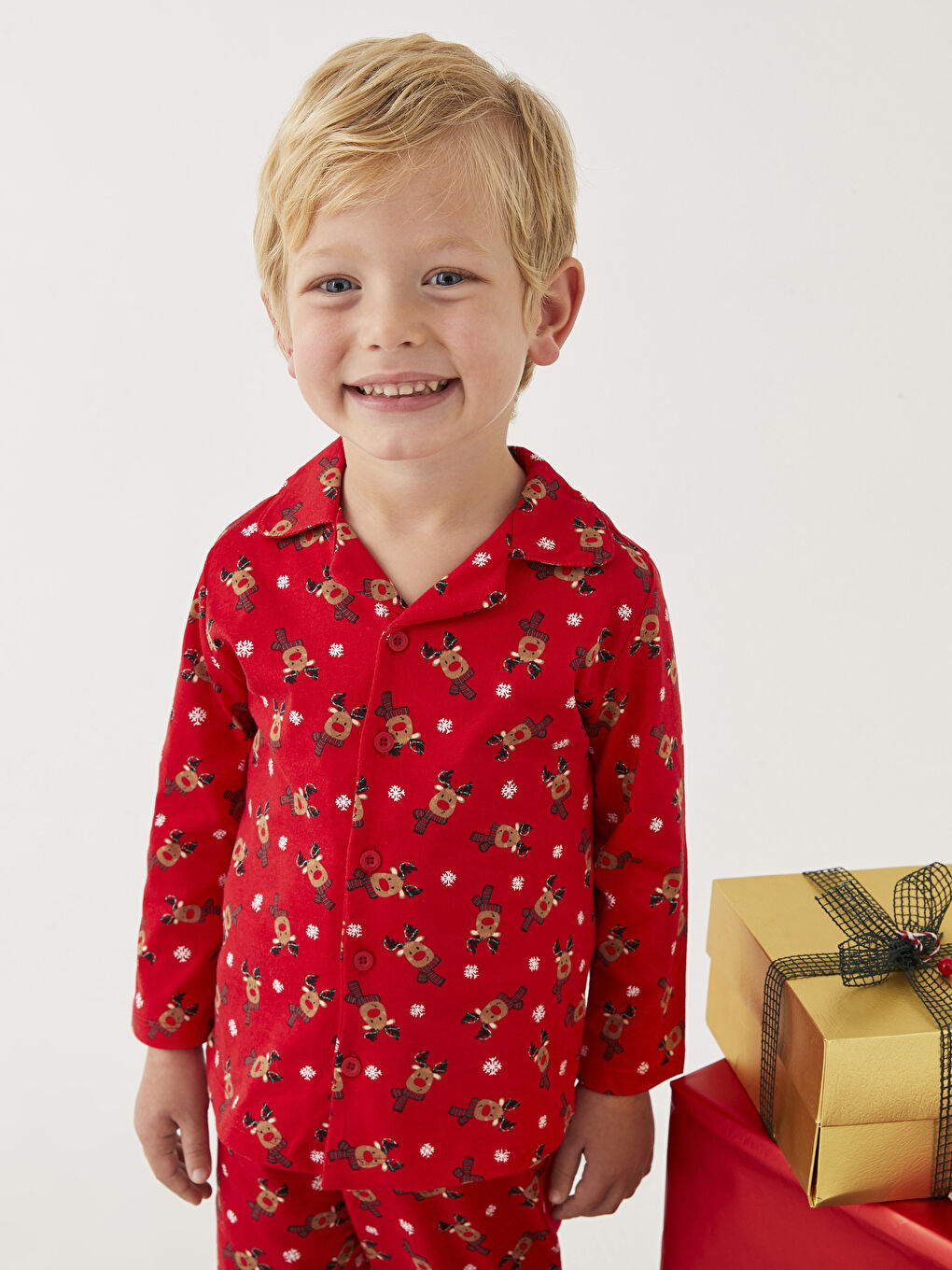 LCW baby Polo Neck Long Sleeve New Year Themed Baby Boy Pajama Set -W2BU23Z1-LTP