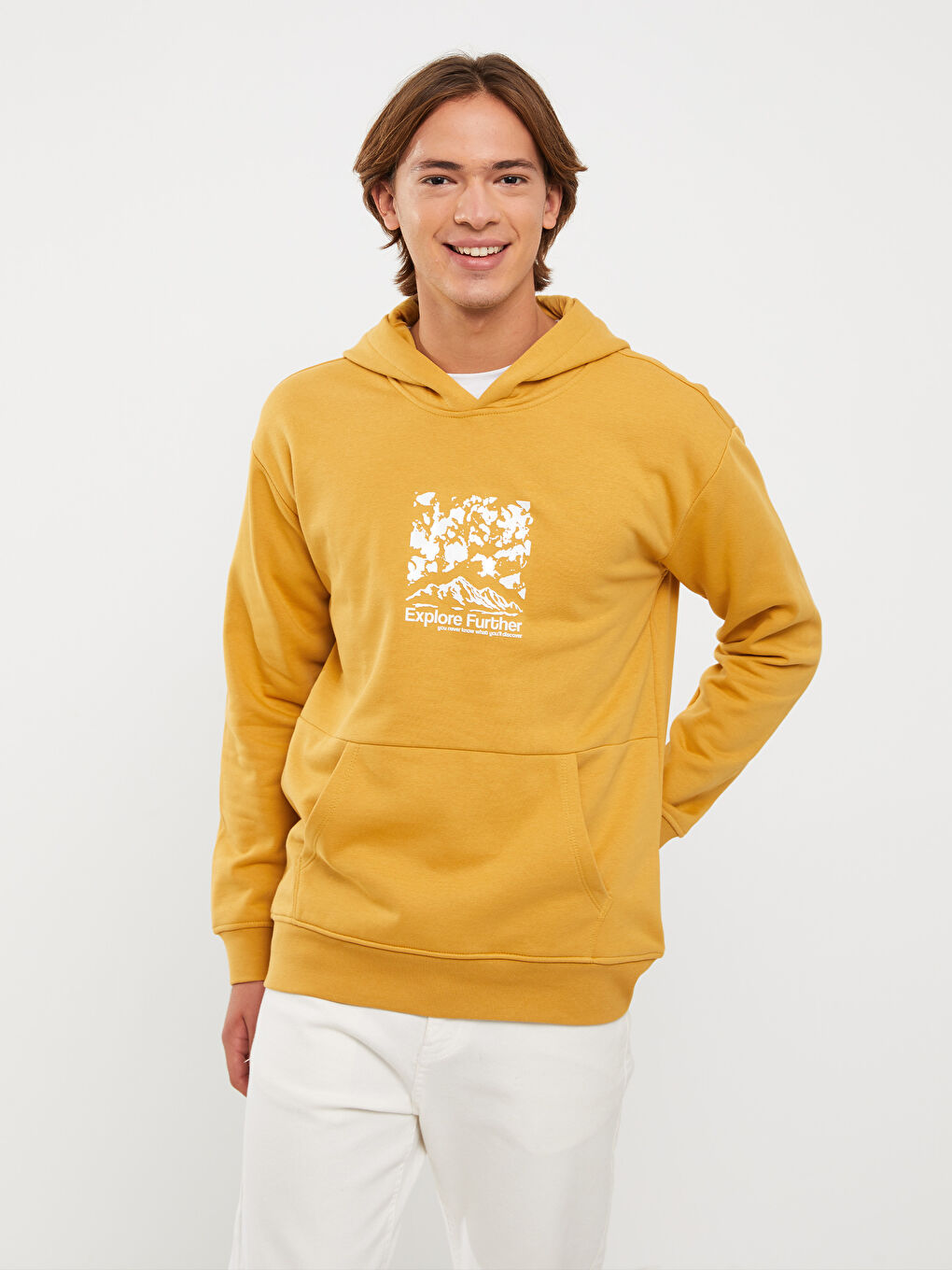 Oversize Long Sleeve Printed Men's Thick Hoodie -W2BU28Z8-GCY