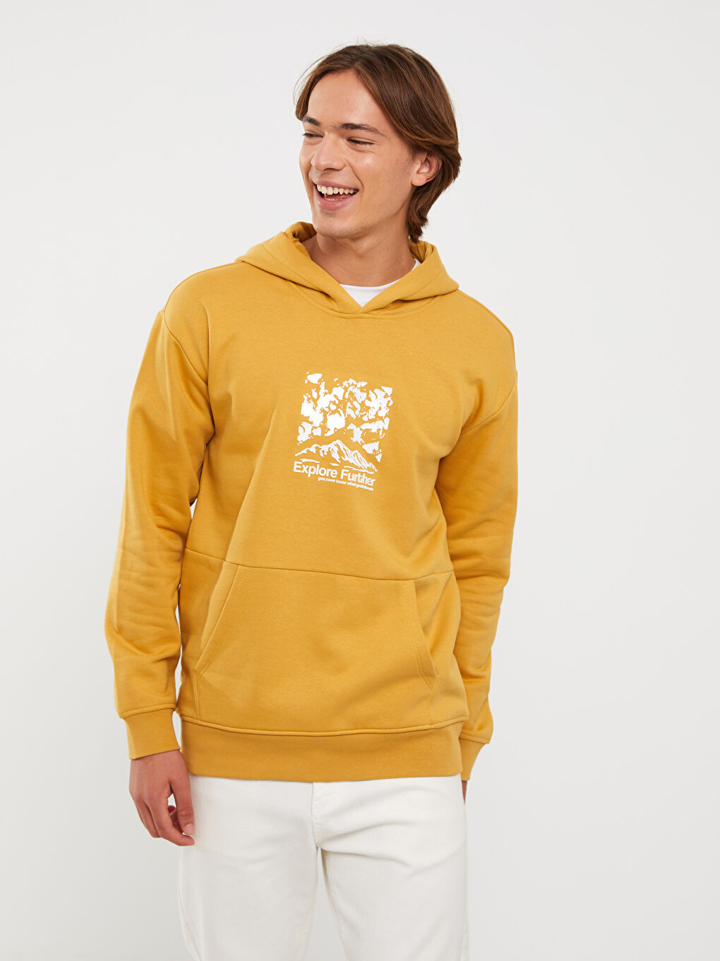 Oversize Long Sleeve Printed Men's Thick Hoodie -W2BU28Z8-GCY