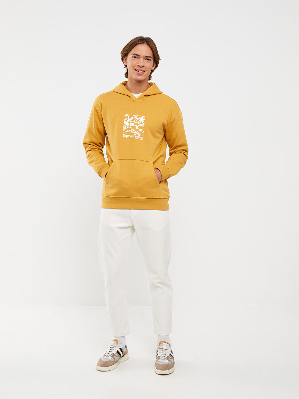 Oversize Long Sleeve Printed Men's Thick Hoodie -W2BU28Z8-GCY
