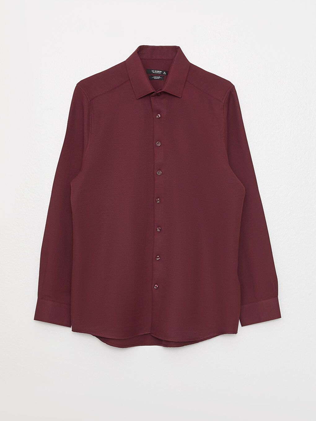 Bordo Slim Fit Uzun Kollu Armürlü Erkek Gömlek-5