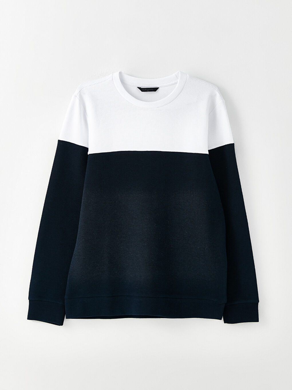 سويت شيرت بلوك الألوان كم طويل بياقة دائرية للرجال-5