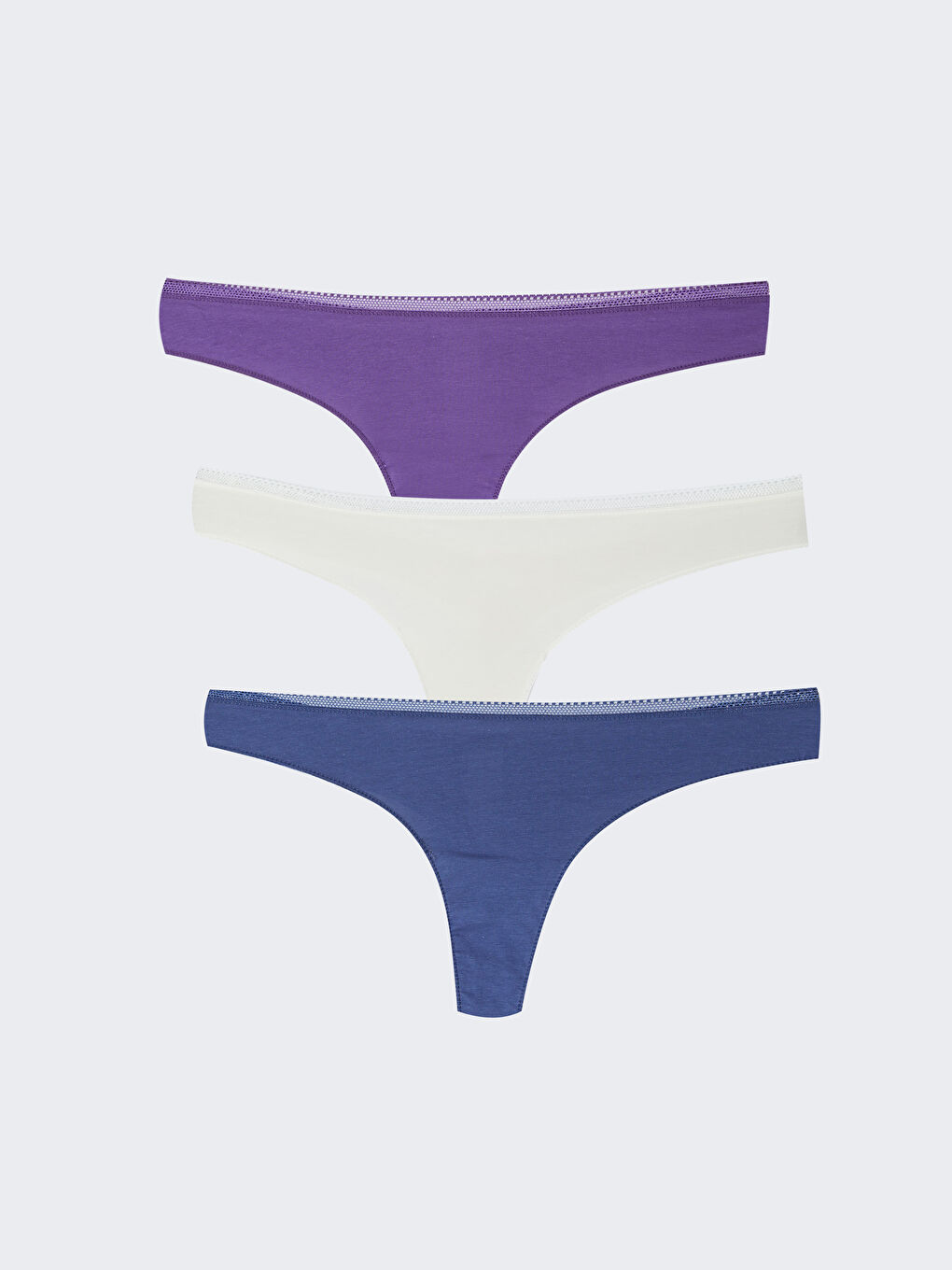 Lacivert Düz Tanga Külot 3'lü Paket-1