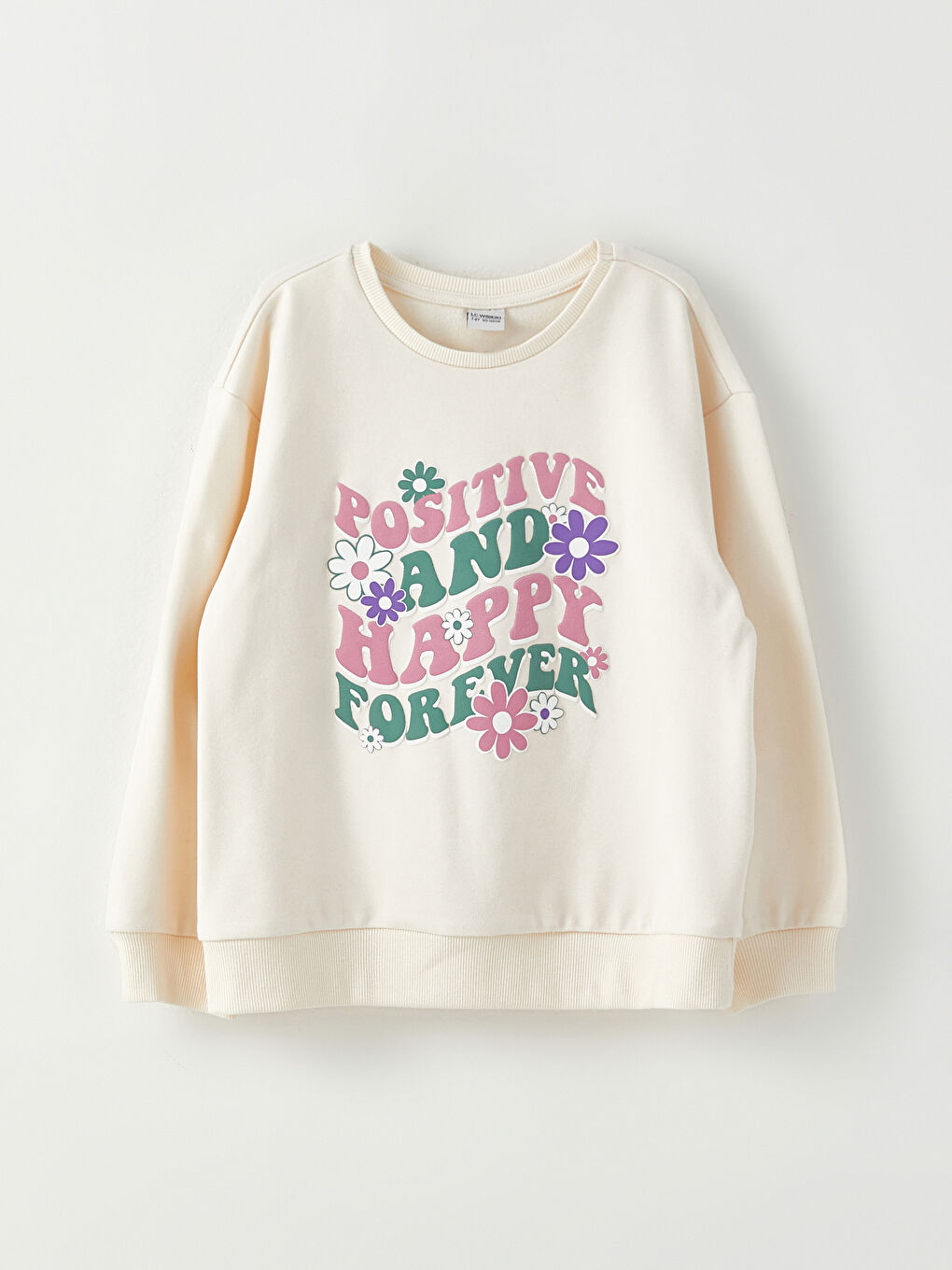 LCW Kids Crew Neck Printed Long Sleeve Girls' Sweatshirt -W2BU88Z4-FRC