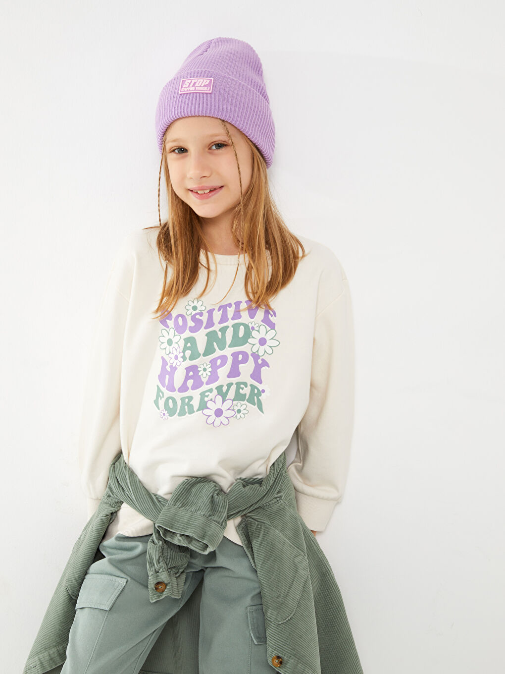 LCW Kids Crew Neck Printed Long Sleeve Girls' Sweatshirt -W2BU88Z4-FRC