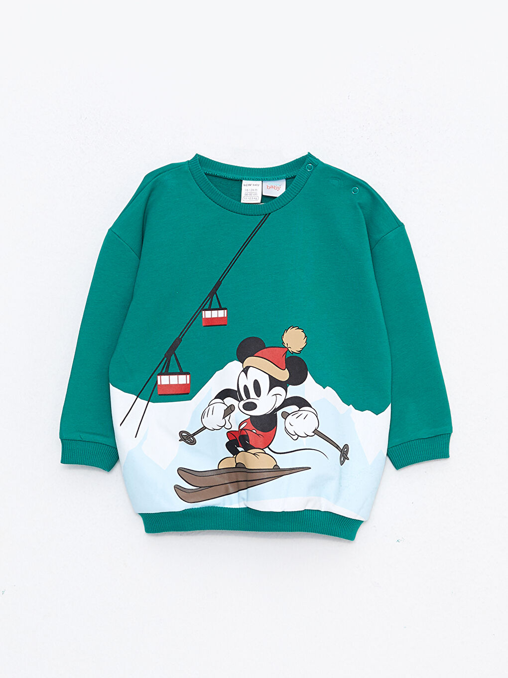 LCW baby Bisiklet Yaka Uzun Kollu Mickey Mouse Baskılı Erkek Bebek Sweatshirt ve Pantolon 2'li Takım -W2BU90Z1-HAZ