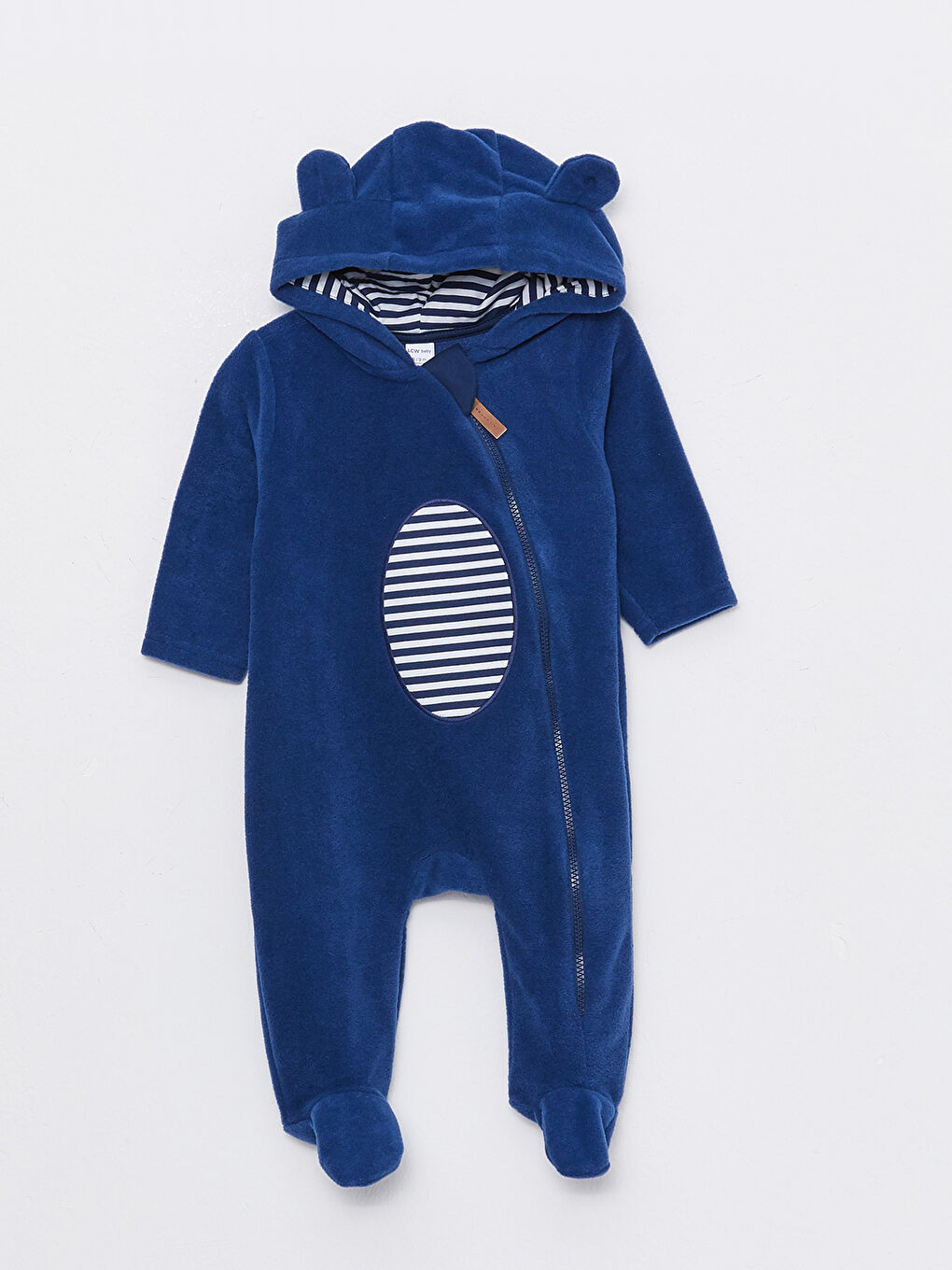 LCW baby Kapüşonlu Uzun Kollu Nakış Detaylı Polar Erkek Bebek Tulum