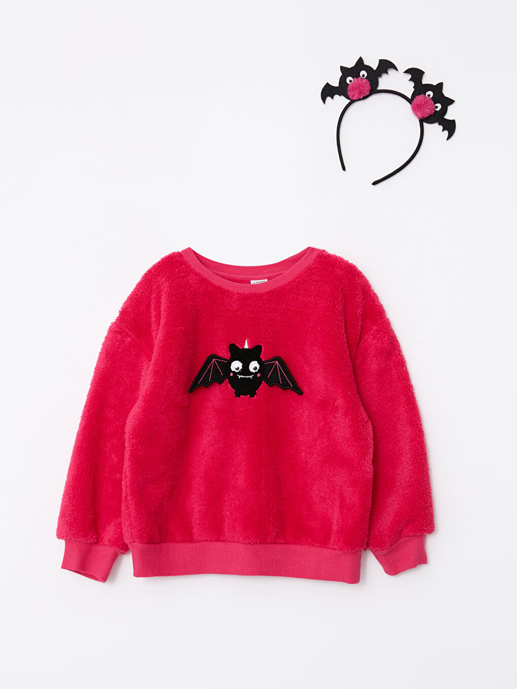 LCW Kids Rundhalsausschnitt Besticktes Langarm Plüsch Mädchen-Sweatshirt und Krone -W2BU99Z4-GZ6