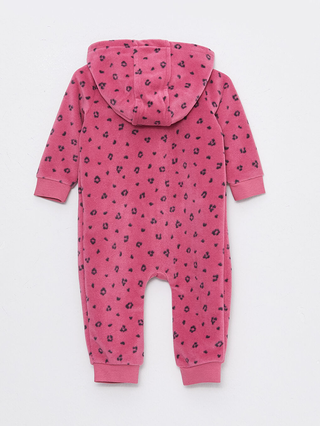 Hooded Long Sleeve Patterned Fleece Baby Girl Rompers-1