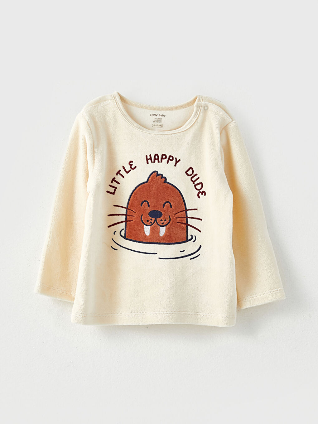 Ensemble de Pyjama Bébé Garçon en Velours Imprimé à Manches Longues et Col Rond-1