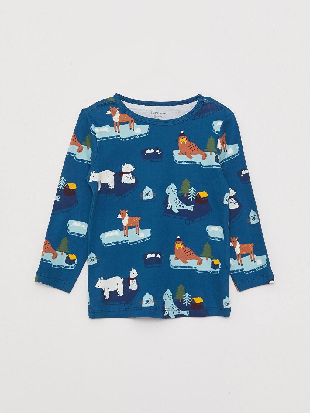 Crew Neck Long Sleeve Printed Baby Boy Pajama Set-1