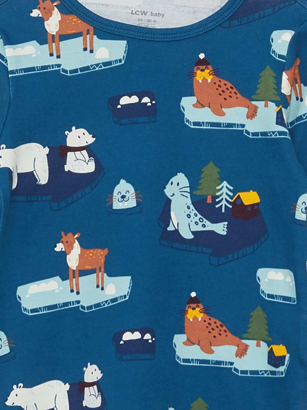 Crew Neck Long Sleeve Printed Baby Boy Pajama Set-3