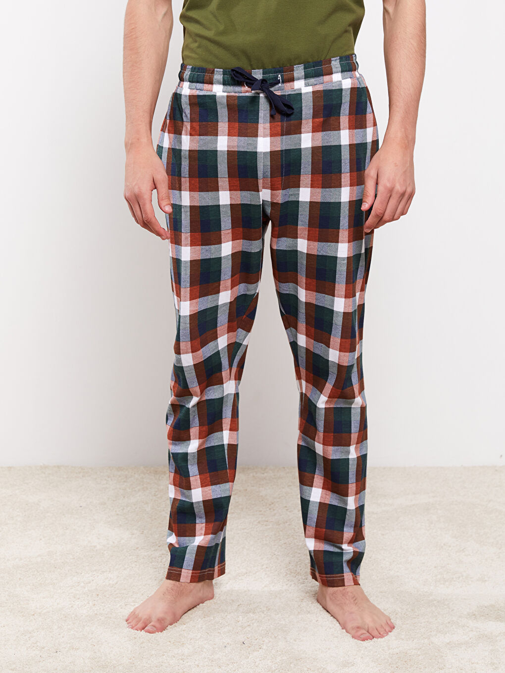 Bas De Pyjama Pour Hommes Coupe Régulière À Carreaux-2