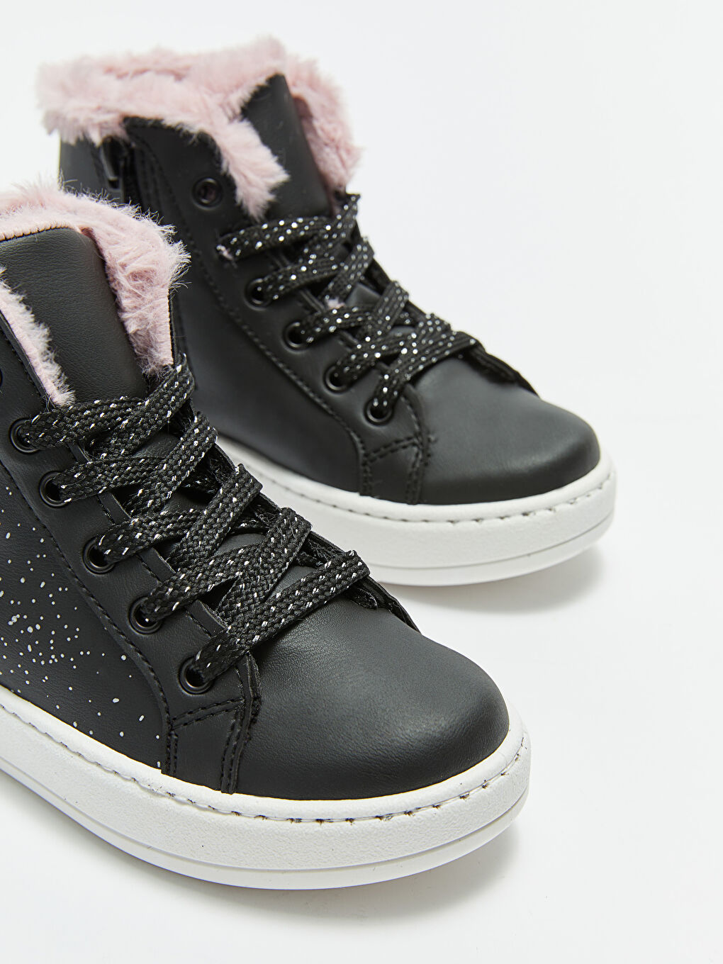 Siyah Kürk Astarlı Fermuar ve Bağcıklı Kız Çocuk Bot-2