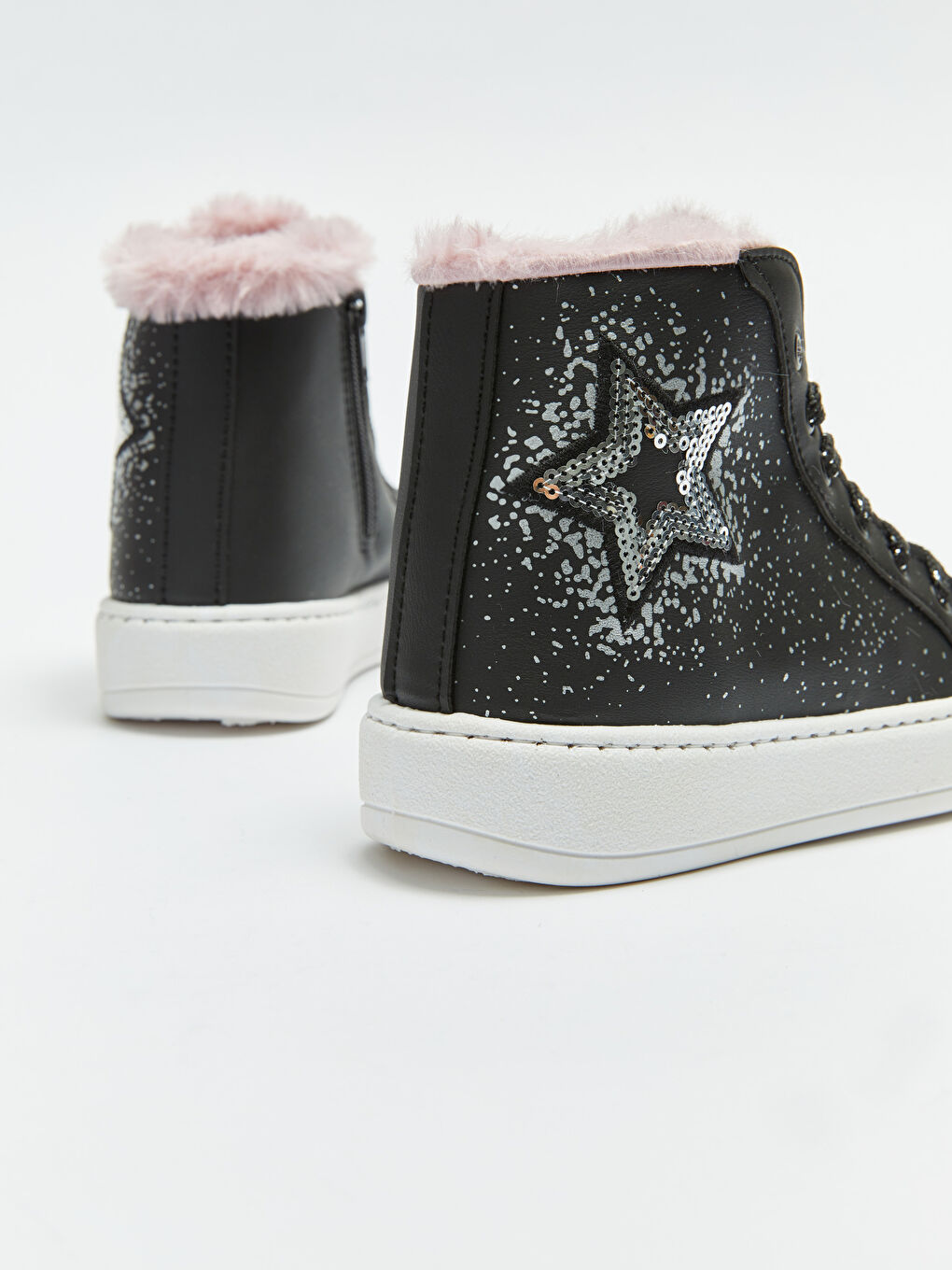 Siyah Kürk Astarlı Fermuar ve Bağcıklı Kız Çocuk Bot-4