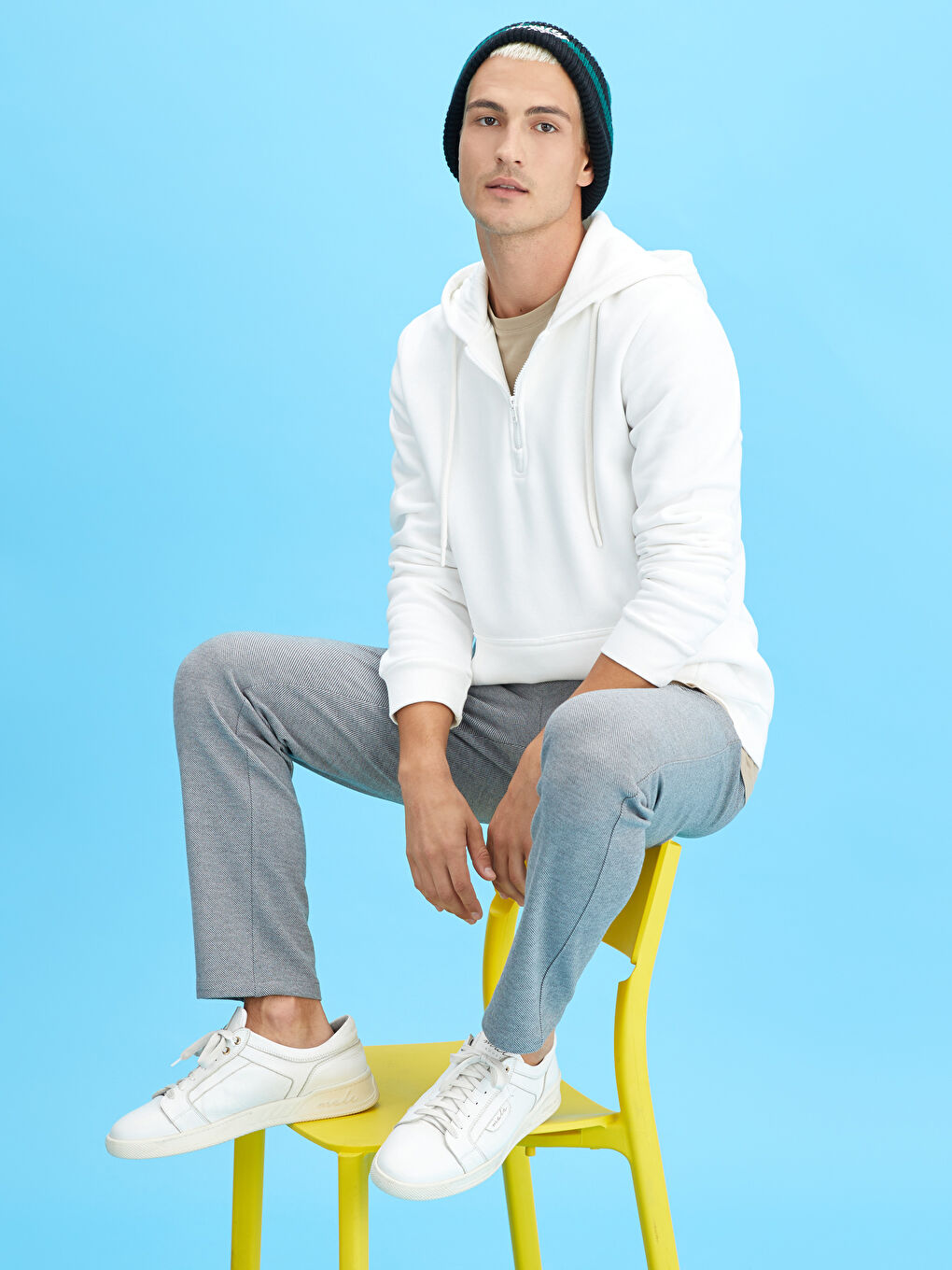 Gri Slim Fit Beli Bağlama Detaylı Erkek Pantolon-2