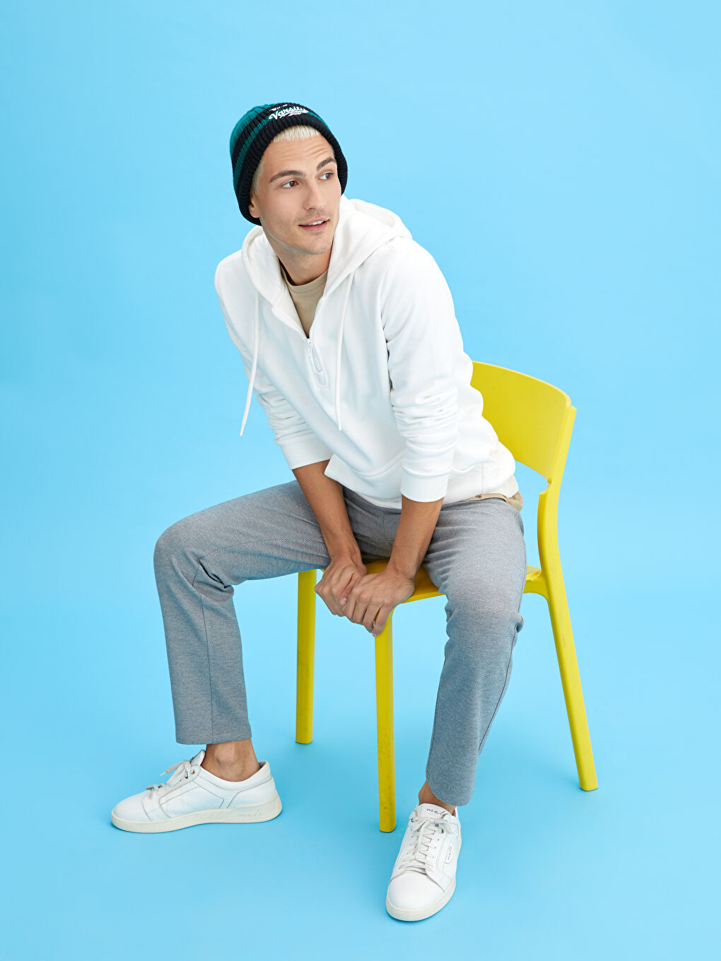 Gri Slim Fit Beli Bağlama Detaylı Erkek Pantolon-3