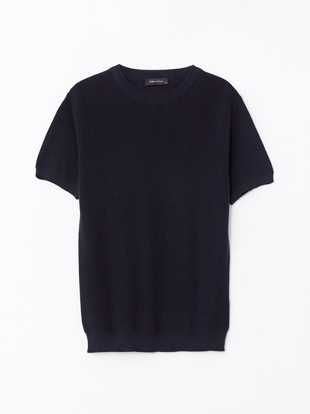 Lacivert Bisiklet Yaka Kısa Kollu Erkek Triko Kazak-5