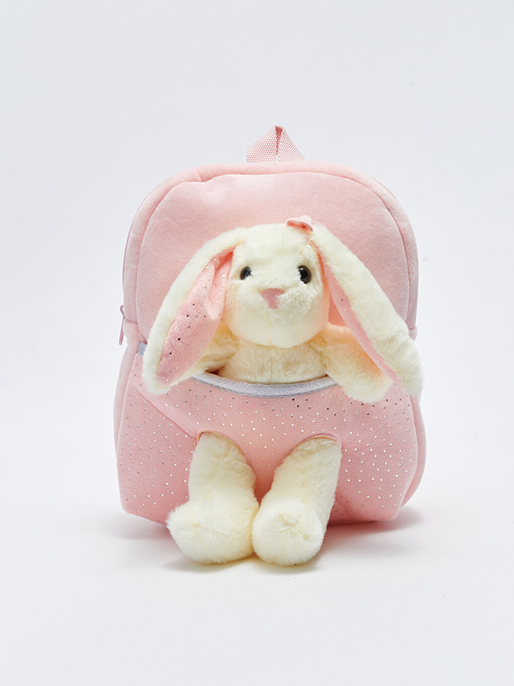 Pembe Pelüş Oyuncaklı Desenli Kız Çocuk Sırt Çantası