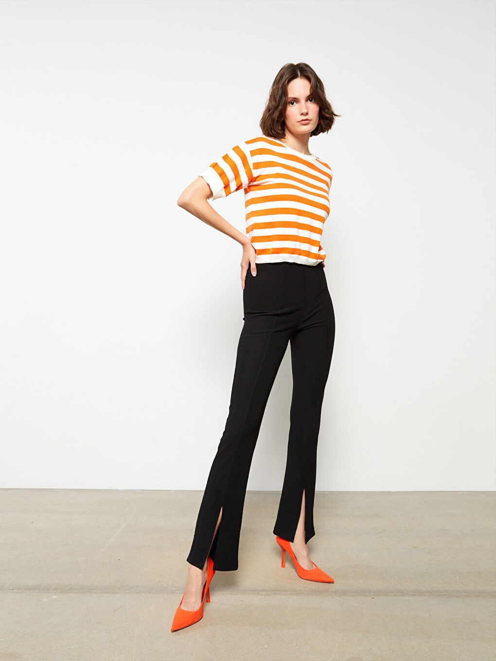 Women's Elastic Waist Plain Trousers