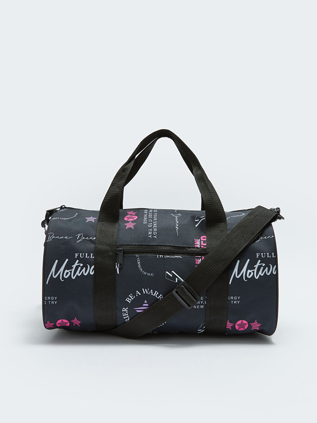 Siyah Baskılı Ayarlanabilir Askılı Kız Çocuk Spor Çantası